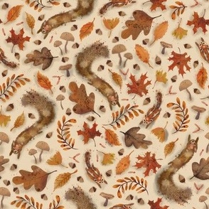 Fall frolicking ivory background 8in
