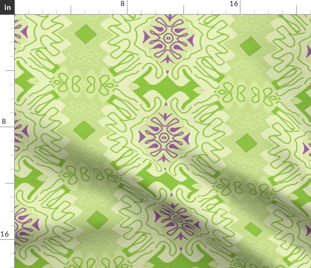 Damask Effect in Greens - Matisse-like Medallions