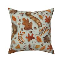 Fall frolicking lt green background 24in