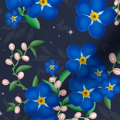 Forget me not Flowers- Dark Blue