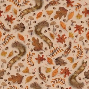 Fall frolicking peach background 8in