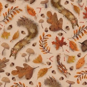 Fall frolicking peach background 12in