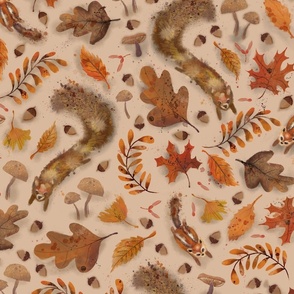 Fall frolicking peach background 24in