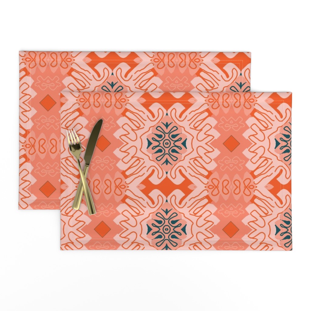 Damask Effect in Oranges - Matisse-like Medallions