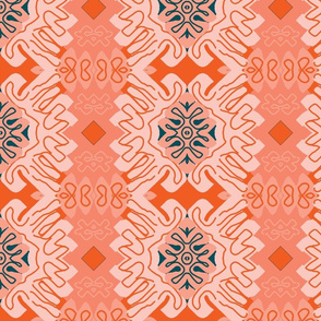 Damask Effect in Oranges - Matisse-like Medallions