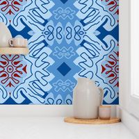 Damask Effect in Blues - Matisse-like Medallions