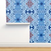 Damask Effect in Blues - Matisse-like Medallions