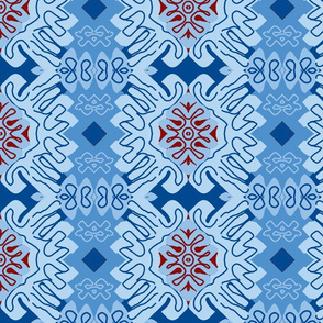 Damask Effect in Blues - Matisse-like Medallions