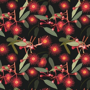 Hot pink flowering gum final tile black background