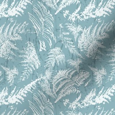 Modern Abstract Monochrome, Forest Ferns, Light Blue and White, Coastal, small