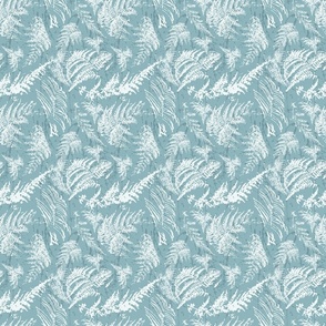 Modern Abstract Monochrome, Forest Ferns, Light Blue and White, Coastal, small