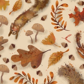 Fall frolicking ivory background 40in