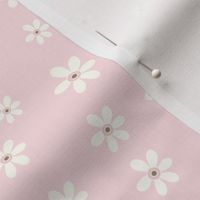 Ditsy Daisy retro white flowers on pastel pink by Jac Slade