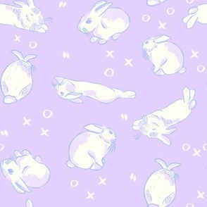 Cute Easter Bunnies purple white and blue by Jac Slade