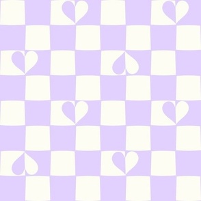 Retro Checkerboard hearts lavender purple and natural white by Jac Slade.jpg