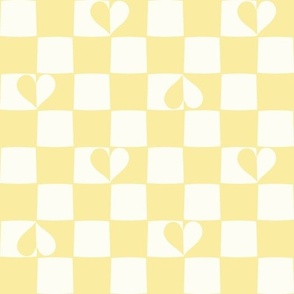Retro Checkerboard hearts lemon yellow and natural white by Jac Slade.jpg