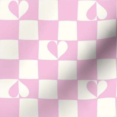 Retro Checkerboard hearts pink and natural white by Jac Slade.jpg