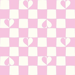 Retro Checkerboard hearts pink and natural white by Jac Slade.jpg