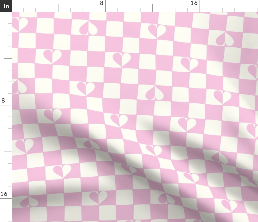 Retro Checkerboard hearts pink and natural white by Jac Slade.jpg