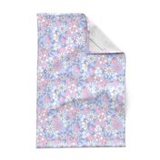 Candyfloss Strawberry patch retro floral candy pink and cornflower blue by Jac Slade