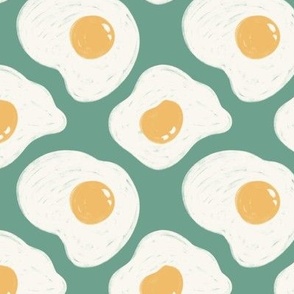 [L] Morning Sunny Side Up egg in Green, white, yellow - Chalk Art | #P230591