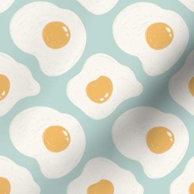 [L] Sunny side up egg in Teal, white, yellow - Chalk Art | #P230592