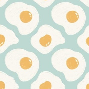 [L] Sunny side up egg in Teal, white, yellow - Chalk Art | #P230592