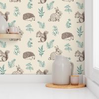 Medium scale| Cute whimsical animals| nursery decor and wallpaper for kids