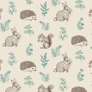 Medium scale| Cute whimsical animals| nursery decor and wallpaper for kids