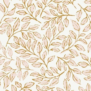 [Wallpaper] Pastel Painterly leaves scatter, hand drawn ditsy floral leaf, botanical toss, non directional whimsical leaves