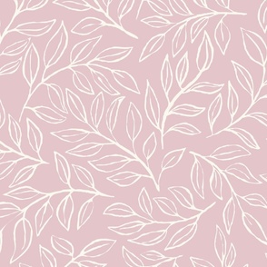 [wallpaper] Pastel purple Painterly leaves scatter, hand drawn ditsy floral leaf, botanical toss, non directional whimsical leaves