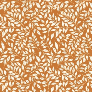 [medium] brown Painterly leaves scatter, hand drawn ditsy floral leaf, botanical toss, non directional whimsical leaves