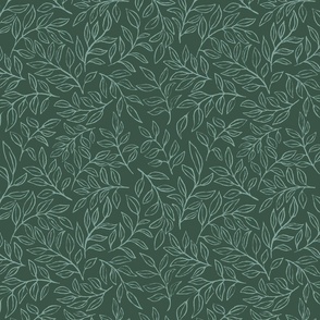 [Medium] Jade Green Painterly leaves scatter, hand drawn ditsy floral leaf, botanical toss, non directional whimsical leaves
