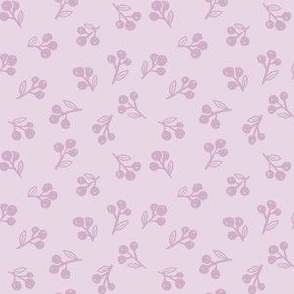 Delicate Purple Berry Sprigs on Pastel Purple Background