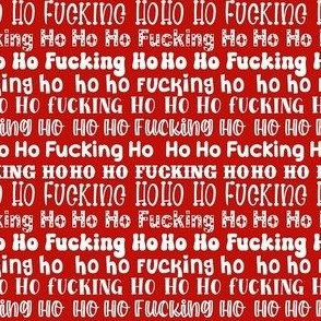 Small Scale Ho Ho Fucking Ho Sarcastic Sweary Christmas in Red