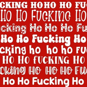 Large Scale Ho Ho Fucking Ho Sarcastic Sweary Christmas in Red