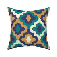 Geometric Pattern in Blue, Gold and Green