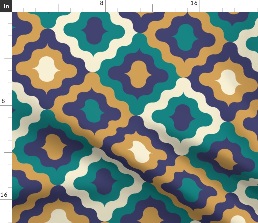 Geometric Pattern in Blue, Gold and Green