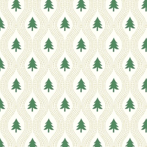 Little Christmas pine trees/green and golden