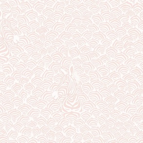  Zebra and  Zebra Stripe Art Deco Scallops in Pale Pink on  White