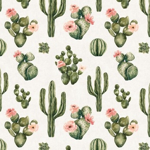 Watercolor Boho Desert Cactus Floral 12 inch