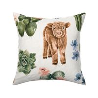 Boho Baby Highland Cow and Desert Cactus Floral 24 inch