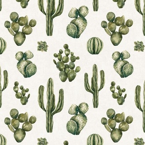 Boho Desert Cactus Watercolor Succulents 12 inch
