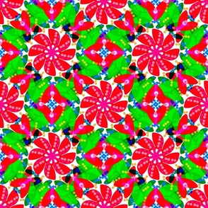 Pinwheel Garden Blue Ribbon Holiday Red And Green Flowers Retro Modern Christmas 2023 Cottagecore Scandi Poinsettia Floral Mini Quilt Design