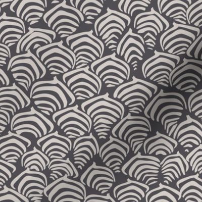  Art Deco Zebra and  Scallops in Monochrome Silver Gray on Charcoal