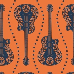 Medium | Guitars + Stars | Tangerine Orange Navy