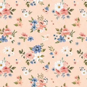 Blush Pink Whimsical Watercolor Floral 12 inch