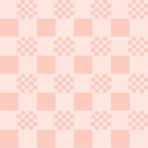 Gingham Style Checks in Peacn, Pink