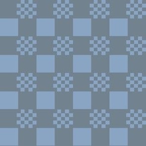 Gingham Style Checks in Blue and Gray