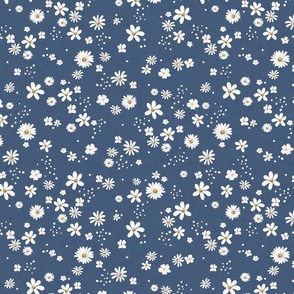 Ditsy Daisy Floral on Blue 12 inch